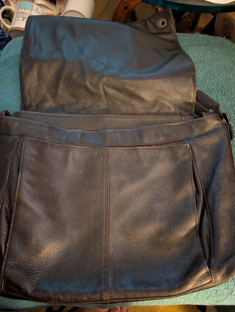 Mont Blanc Men's Leather Messenger Bag in Dark Brown - Casual Crossbody